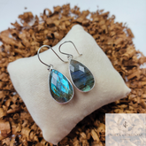 Labradorite Sterling Silver Bezel Set Teardrop Earrings, Gemstone Earrings, Labradorite Earrings, Ear wire Earrings, Wedding Jewelry, Gifts